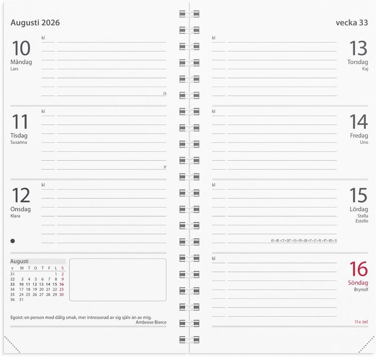 Kalender 2026 Master refill, Övrigt