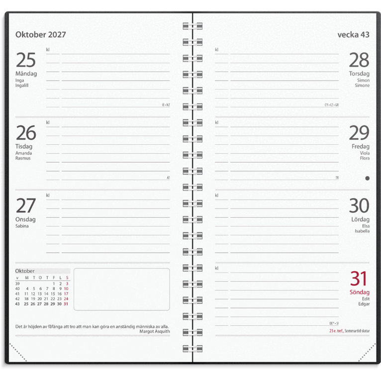Kalender 2027 Master svart plast, Övrigt