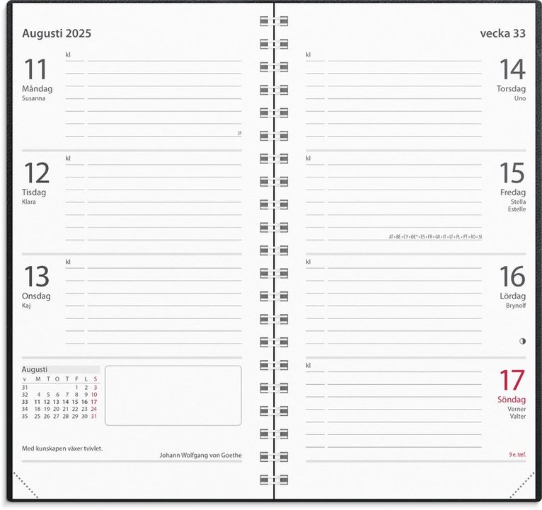 Kalender 2025 Master svart konstläder, Övrigt