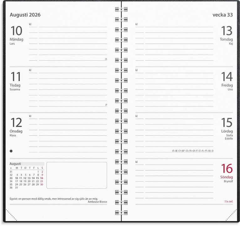 Kalender 2026 Master svart konstläder, Övrigt