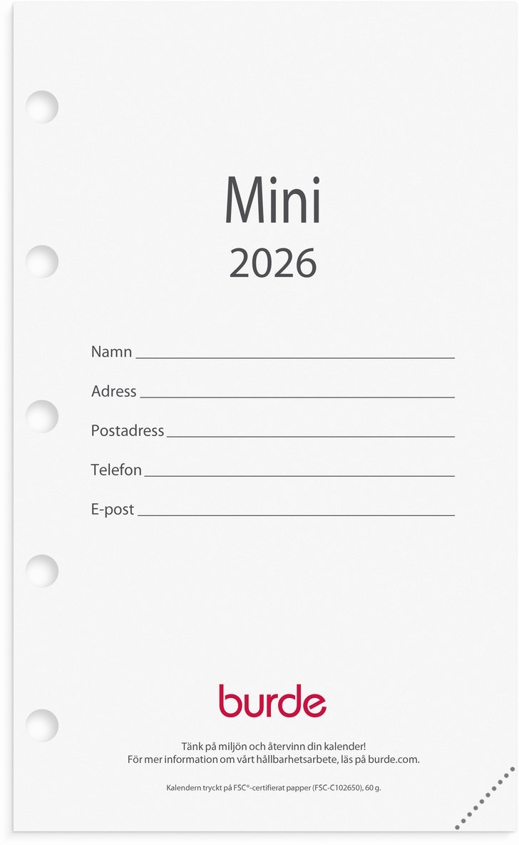 Kalendersats 2026 Mini, Övrigt