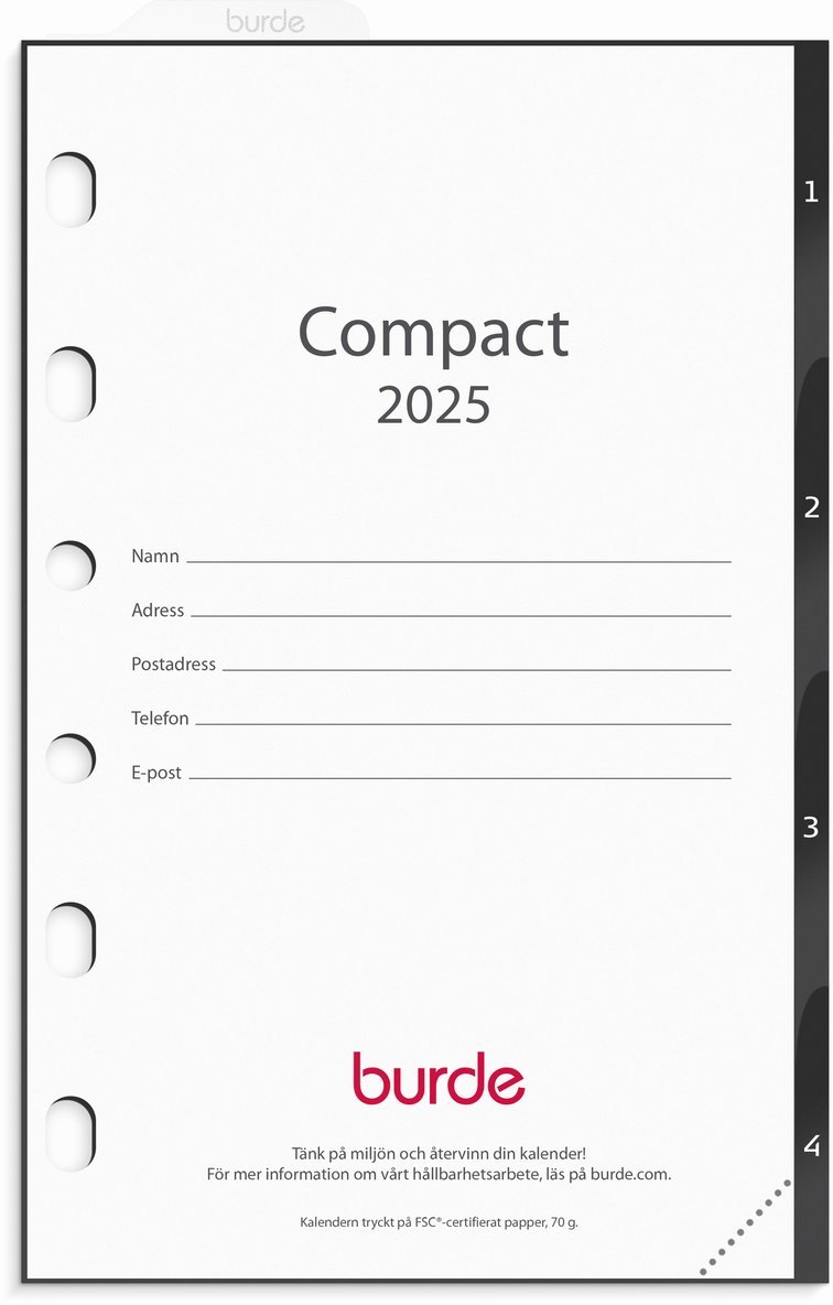 Kalender 2025 Compact grundsats 1