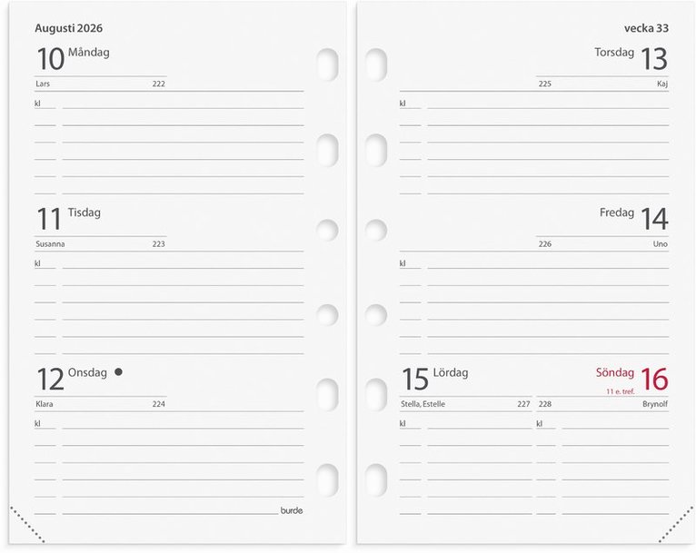 Kalender 2026 Compact grundsats, Övrigt