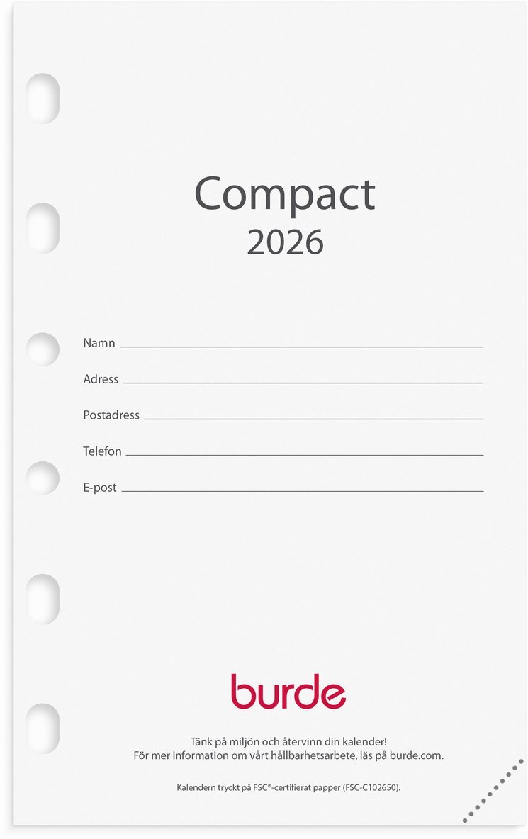 Kalendersats 2026 Compact, Övrigt