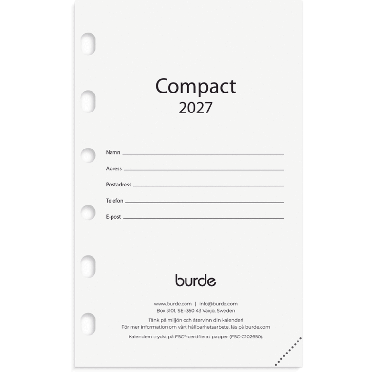Compact kalendersats 2027, Övrigt