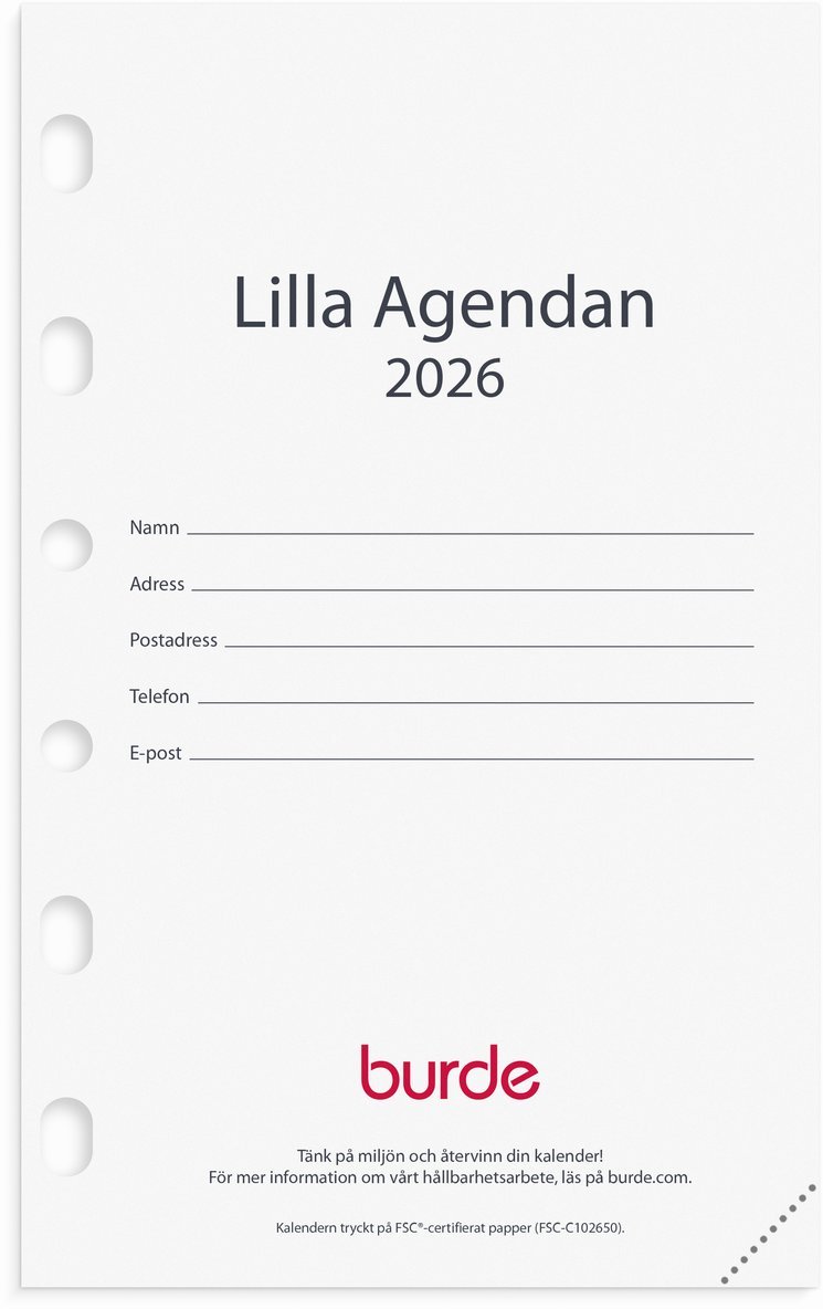 Kalendersats 2026 Compact Lilla Agendan, Övrigt