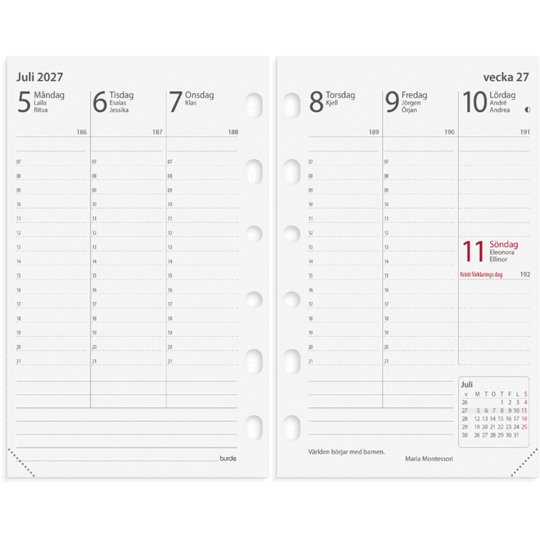 Compact Systemkalender 2027 svart konstläder, Övrigt