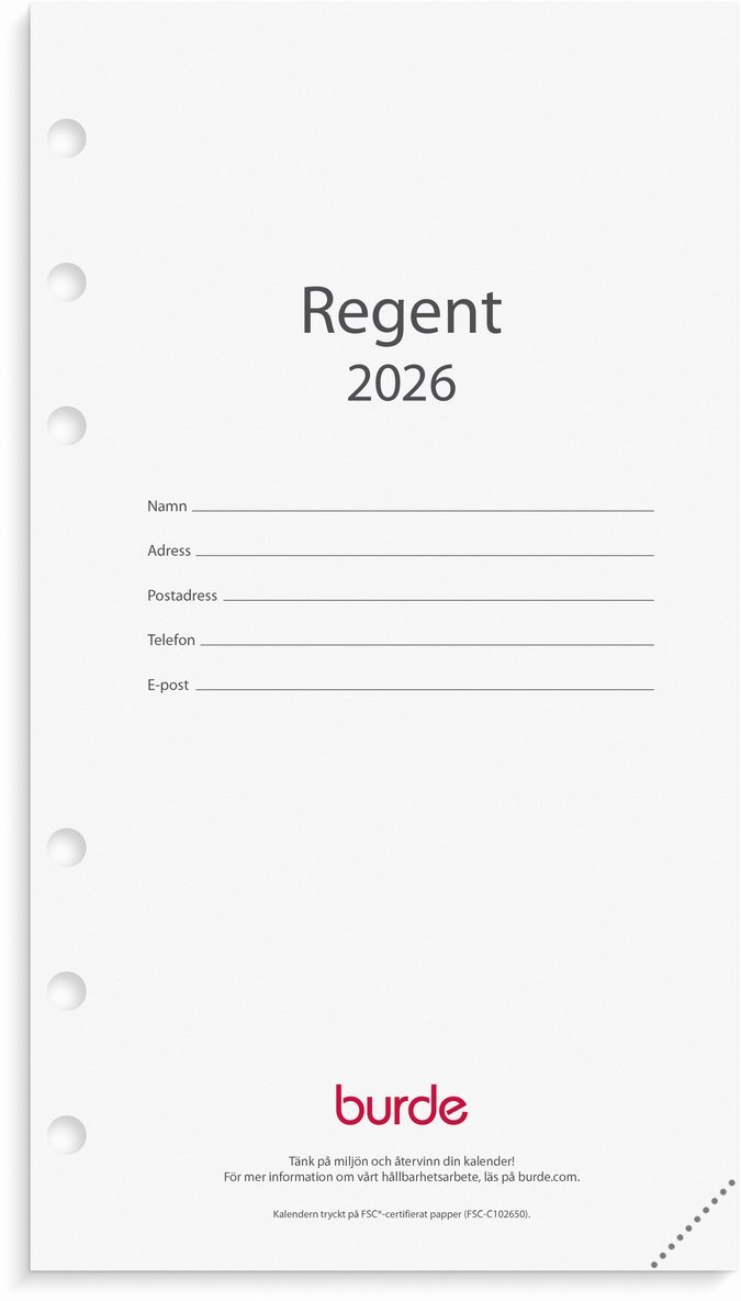 Kalendersats 2026 Regent