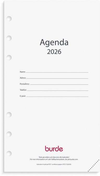 Kalendersats 2026 Regent Agenda 1