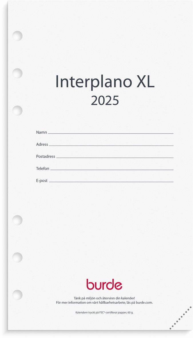 Kalender 2025 Regent kalendersats Interplano XL, Övrigt