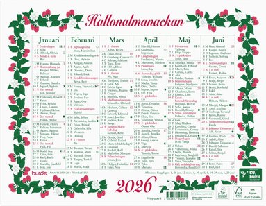 Väggkalender 2026 Lilla Hallonalmanackan