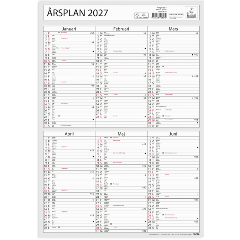 Årsplan 2027, Övrigt