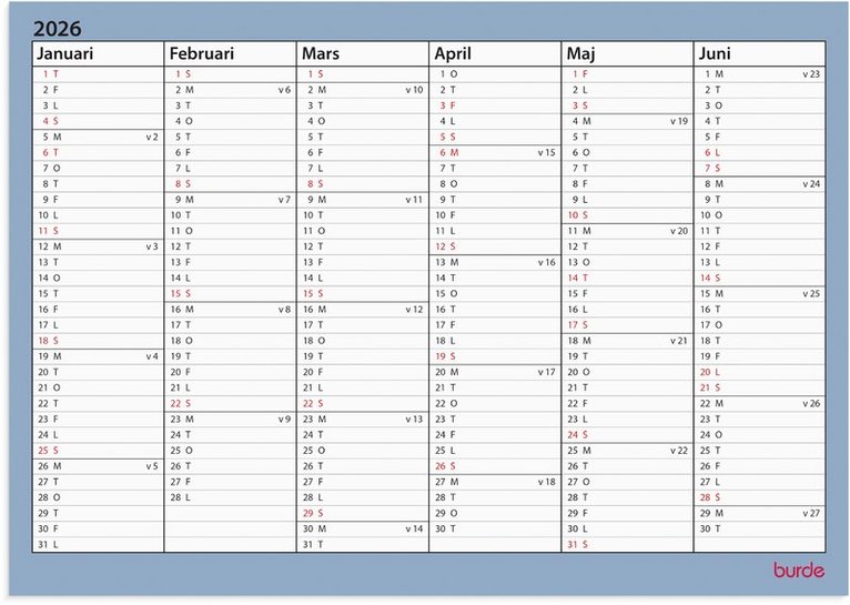 Väggkalender 2025-2026 Väggblad A4, Övrigt