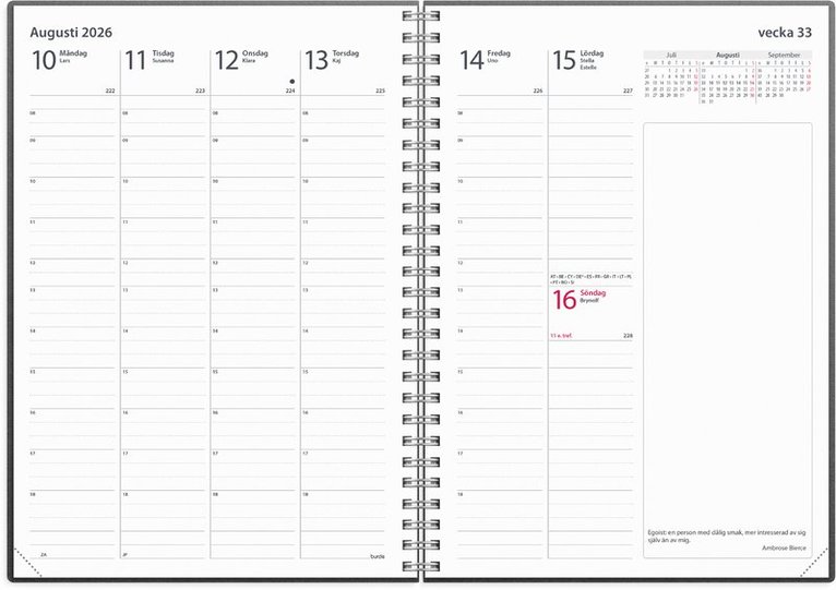 Kalender 2026 Business Eco Line, Övrigt