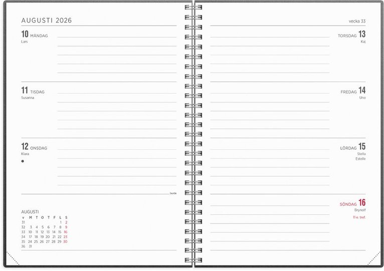 Kalender 2026 Senator A5 Eco Line, Övrigt