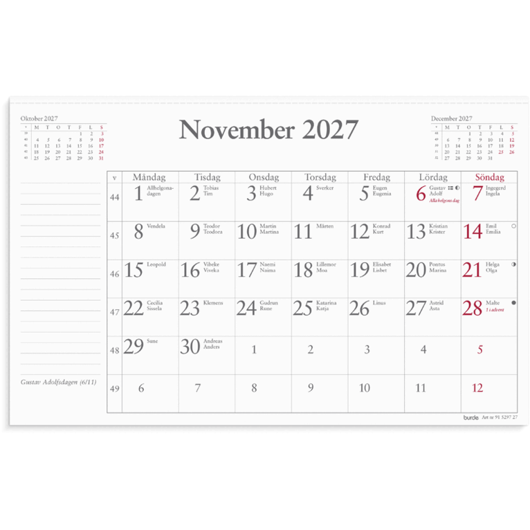 Månadsblock 2027 240x152 mm, Övrigt