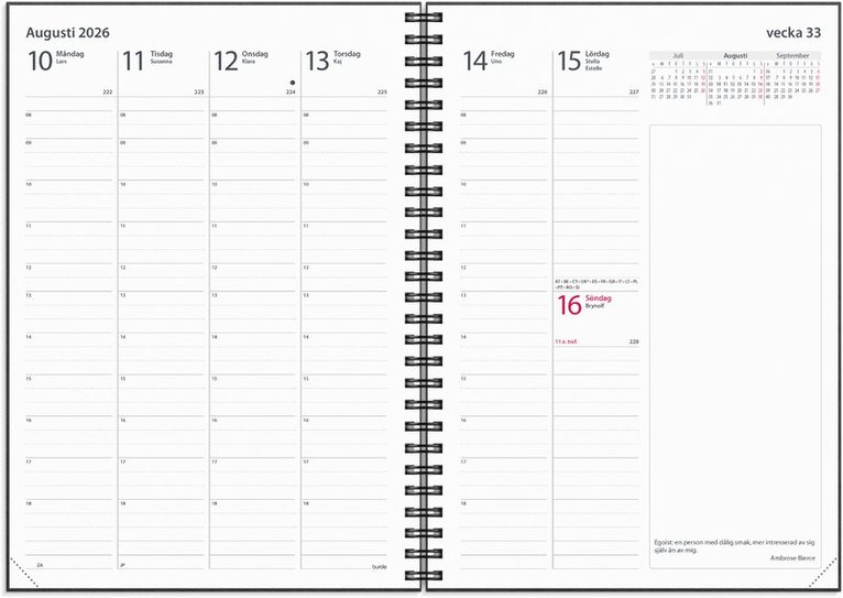 Kalender 2026 Business Country, Övrigt