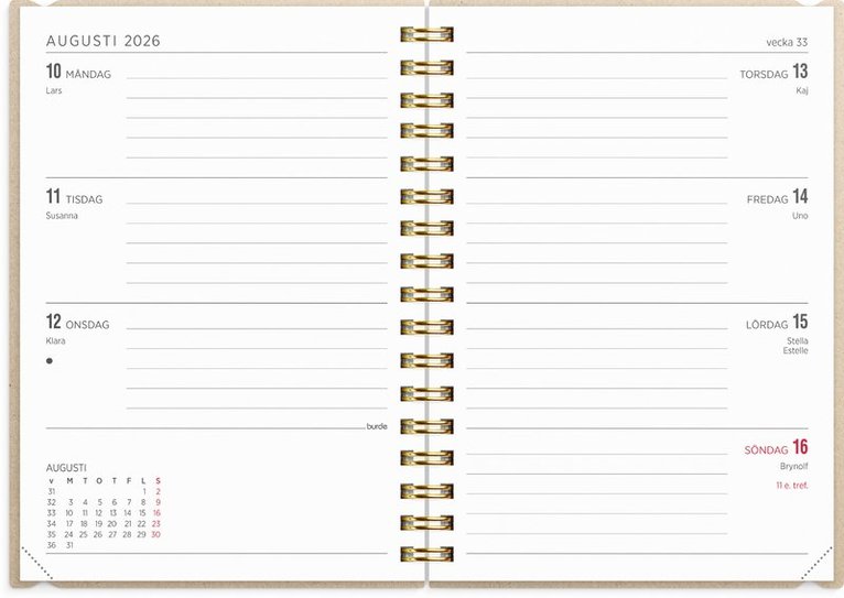Kalender 2026 Senator A6 Story rutor, Övrigt