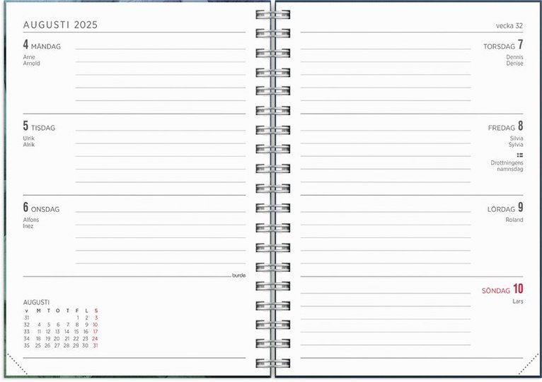 Kalender 2025 Senator A6 Story blad, Övrigt
