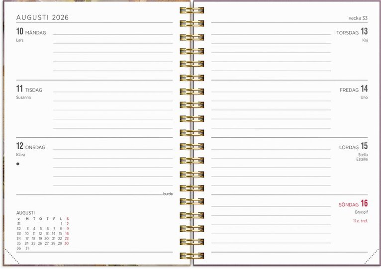 Kalender 2026 Senator A6 Story pensé, Övrigt