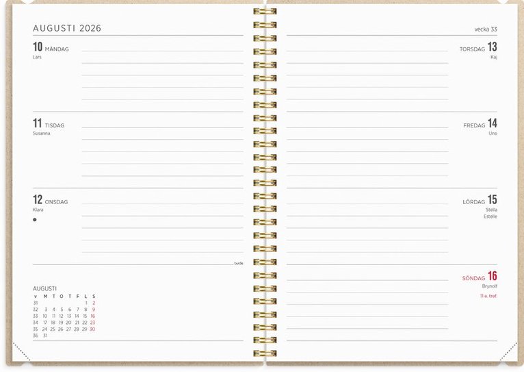 Kalender 2026 Senator A5 Story rutor, Övrigt