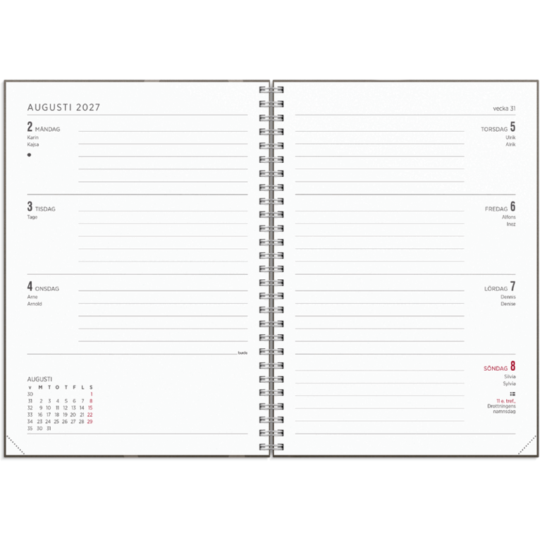 Kalender 2027 Senator A5 Story brun, Övrigt