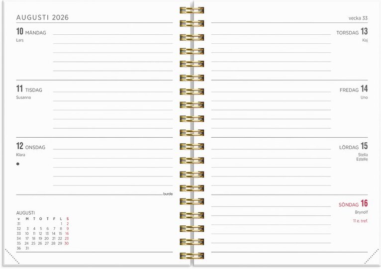 Kalender 2026 Senator A6 Star, Övrigt