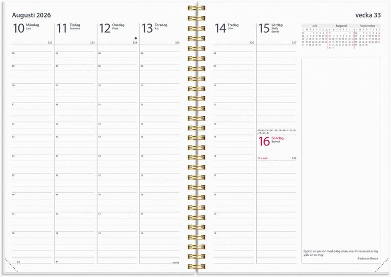 Kalender 2026 Business Star, Övrigt