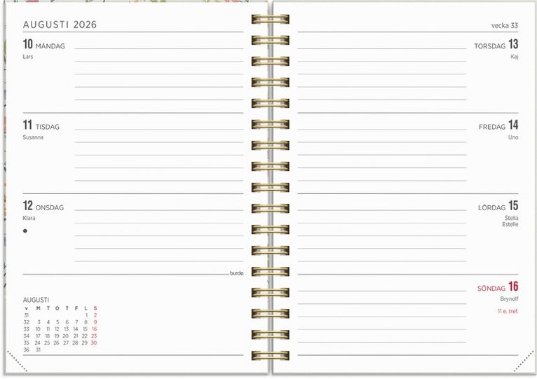Kalender 2026 Senator A6 blommor, Övrigt