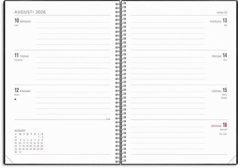 Kalender 2026 Senator A5 Twist svart, Övrigt