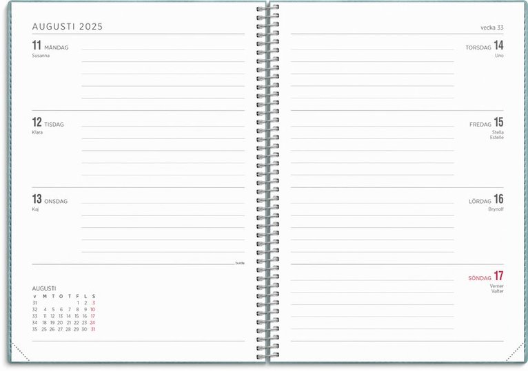 Kalender 2025 Senator A5 Twist blå, Övrigt