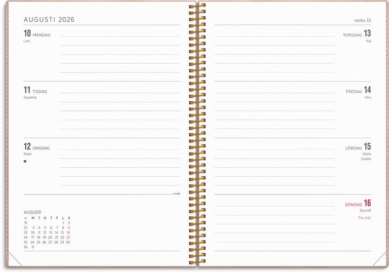 Kalender 2026 Senator A5 Twist rosa, Övrigt