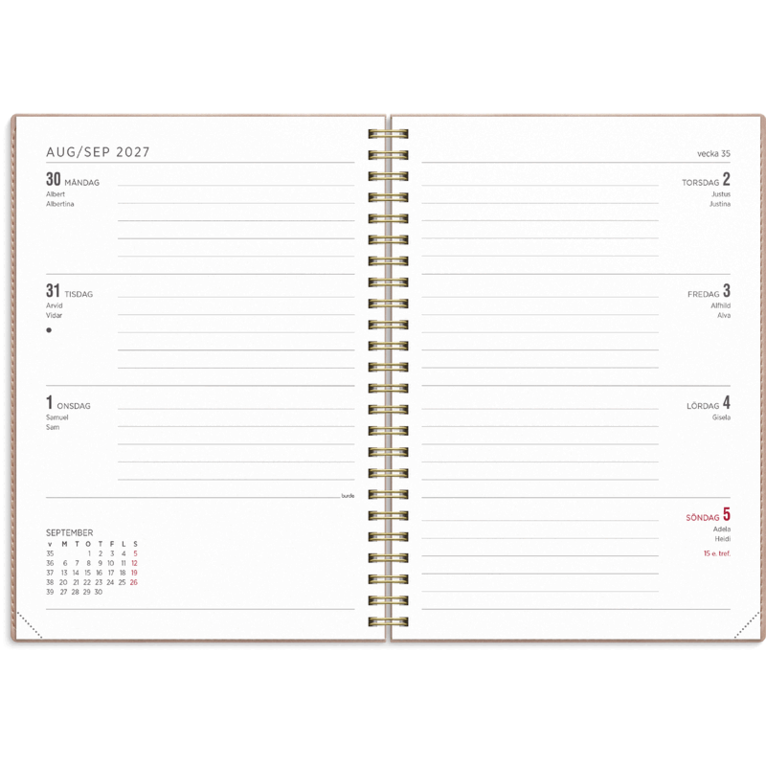 Kalender 2027 Senator A5 Twist rosa, Övrigt