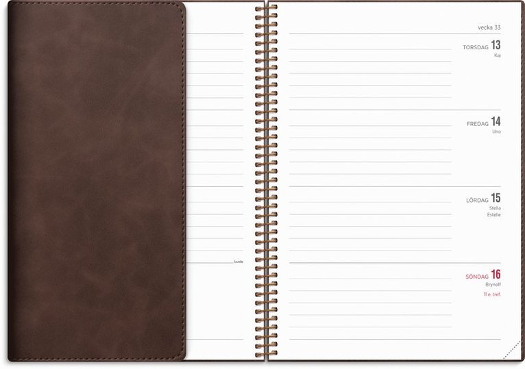 Kalender 2026 Senator A5 Twist brun, Övrigt
