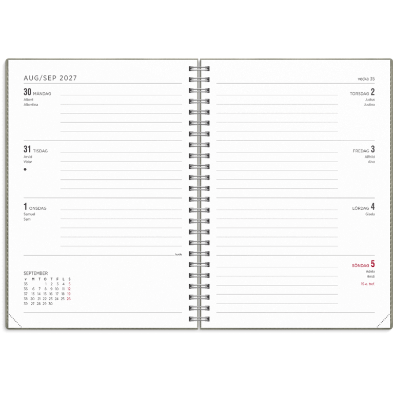Kalender 2027 Senator A5 Twist grå, Övrigt