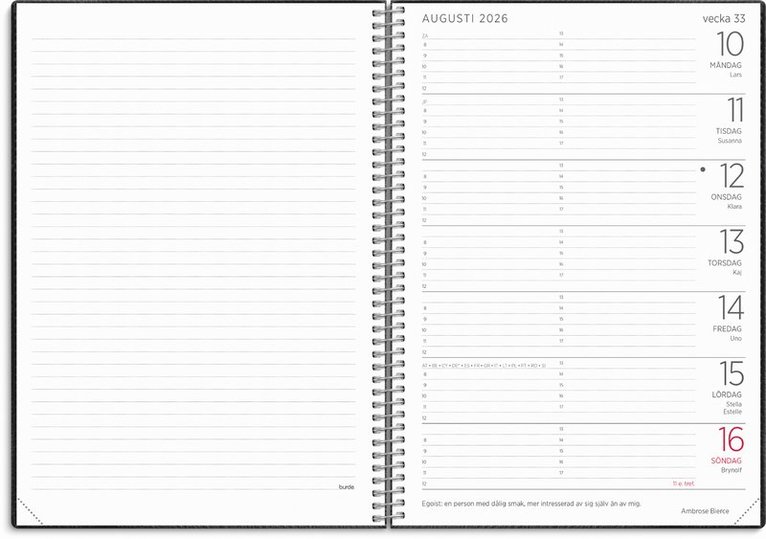 Kalender 2026 Stor Veckokalender Twist svart, Övrigt
