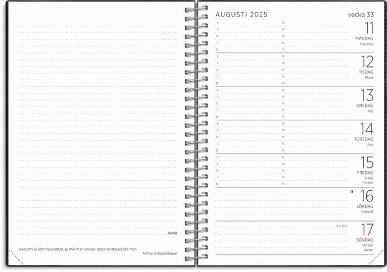 Kalender 2025 Liten Veckokalender Twist svart, Övrigt