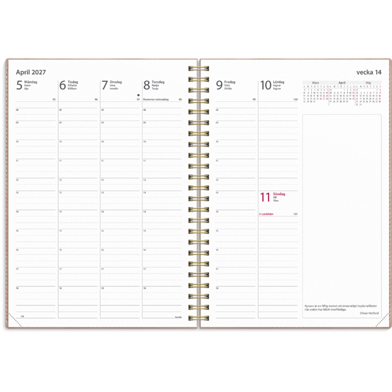 Kalender 2027 Business A5 Twist rosa, Övrigt