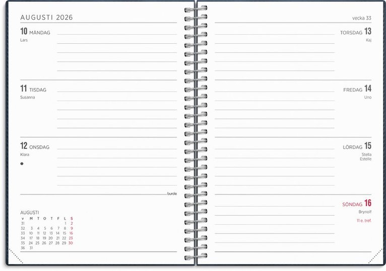 Kalender 2026 Senator A6 Twist blå, Övrigt