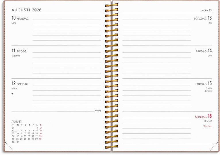 Kalender 2026 Senator A6 Twist rosa, Övrigt