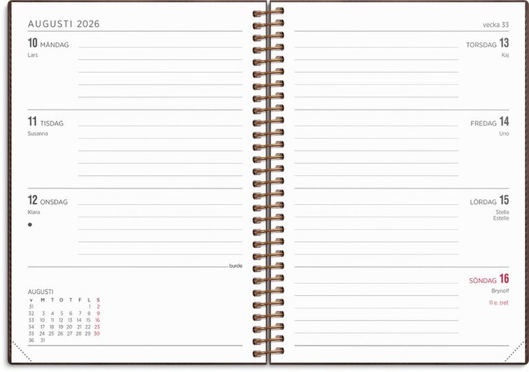 Kalender 2026 Senator A6 Twist brun, Övrigt