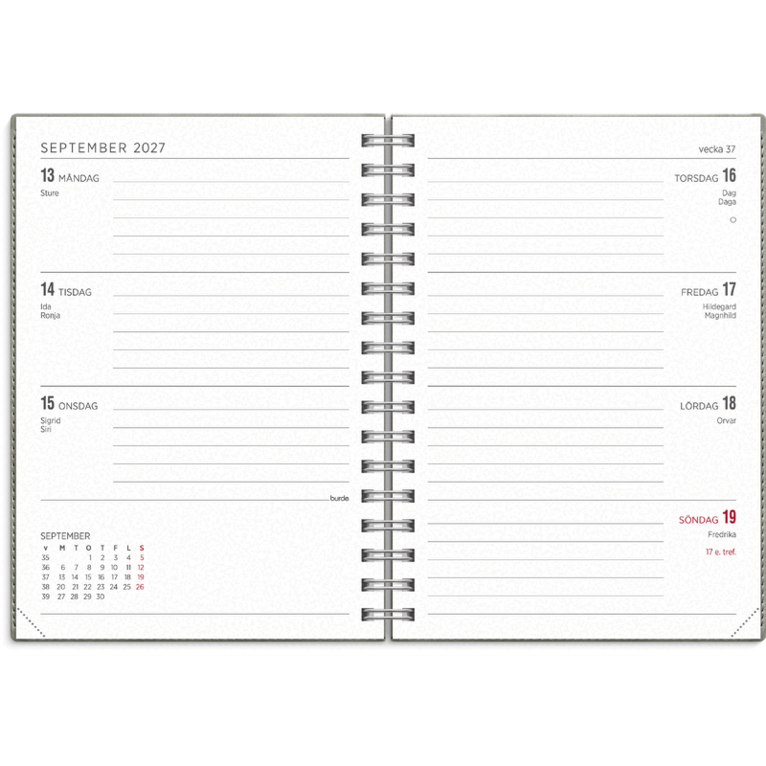 Kalender 2027 Senator A6 Twist grå, Övrigt