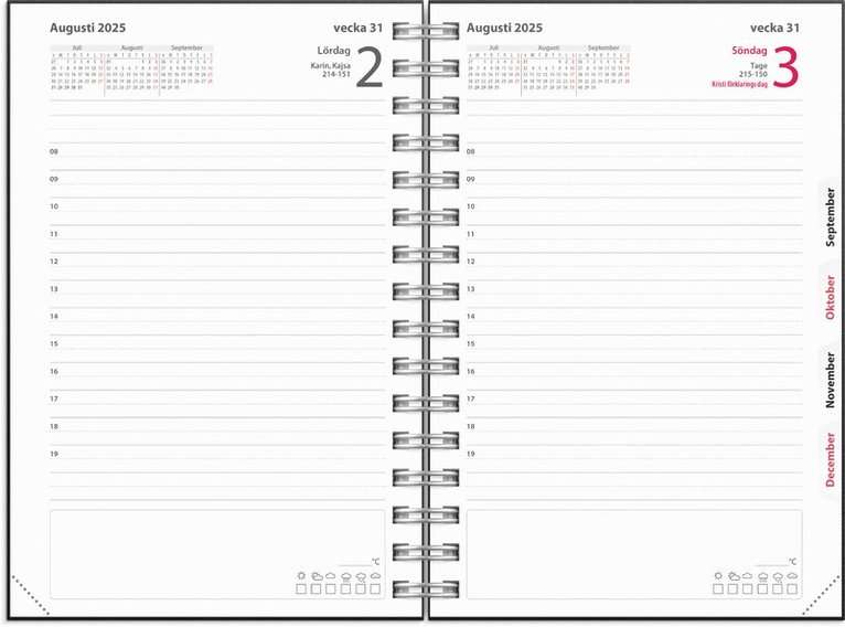 Kalender 2025 Dagbok Textile svart, Övrigt