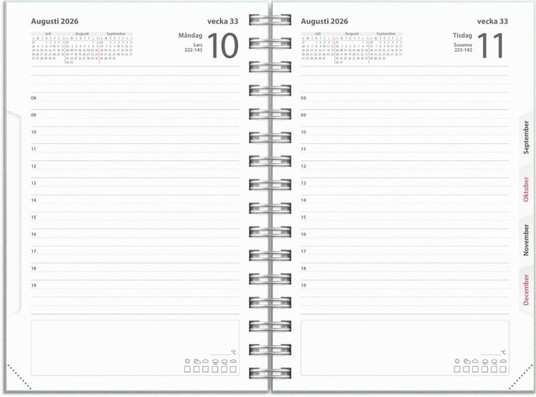 Kalender 2026 Dagbok Textile grön, Övrigt