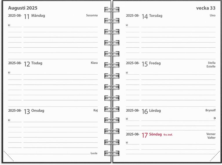 Kalender 2025 Leader Textile svart, Övrigt