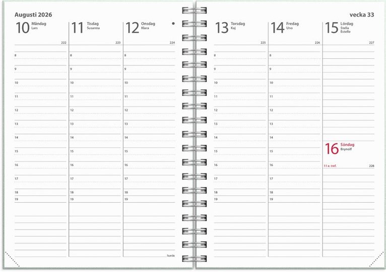 Kalender 2026 Weekly A6 Textile grön, Övrigt