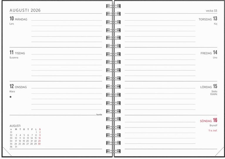 Kalender 2026 Senator A6 Textile svart, Övrigt