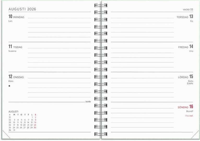 Kalender 2026 Senator A6 Textile grön, Övrigt