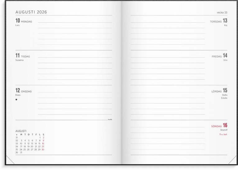 Kalender 2026 Senator A5 Vega svart, Övrigt