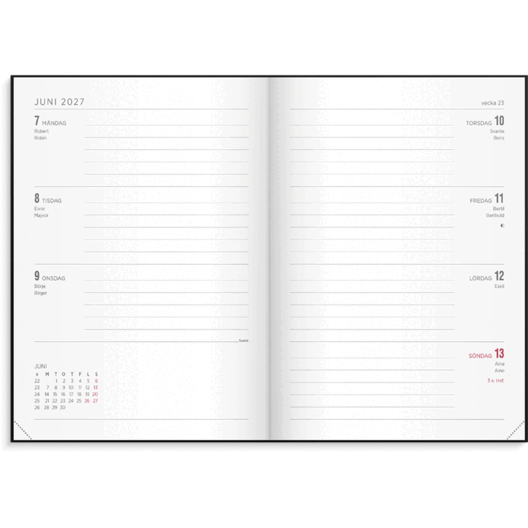 Kalender 2027 Senator A5 Vega svart, Övrigt